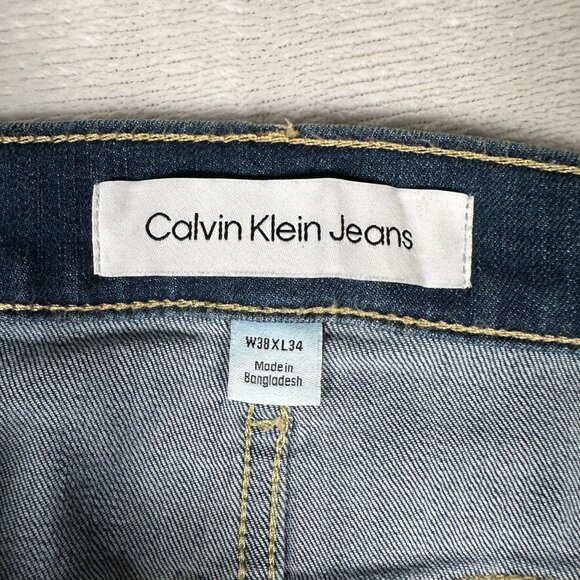 Calvin Klein Jeans Men Size W38 L34 Slim Straight Fit Blue Ashton Cotton Blend - Picture 7 of 13